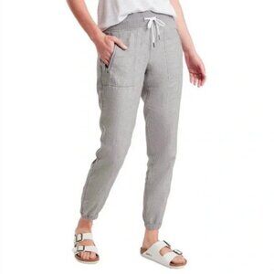Athleta Cabo Linen Jogger Pants Gray Elastic Waist Women's Size 6